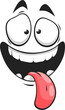 Cartoon stupid face, happy smile vector emoji