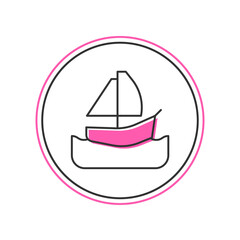 Sticker - Filled outline Yacht sailboat or sailing ship icon isolated on white background. Sail boat marine cruise travel. Vector