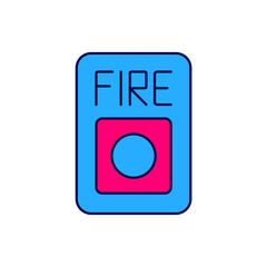 Poster - Filled outline Fire alarm system icon isolated on white background. Pull danger fire safety box. Vector