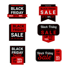 Wall Mural - Set of Black Friday Sale promotion badge and banner vectors.