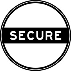 Wall Mural - Black color round seal sticker in word secure on white background