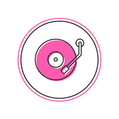 Sticker - Filled outline Vinyl player with a vinyl disk icon isolated on white background. Vector