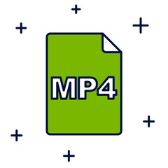 Sticker - Filled outline MP4 file document. Download mp4 button icon isolated on white background. MP4 file symbol. Vector