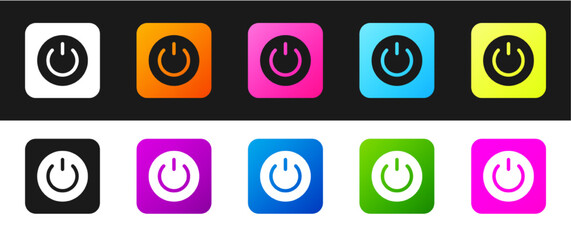 Poster - Set Power button icon isolated on black and white background. Start sign. Vector