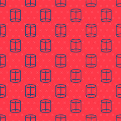 Wall Mural - Blue line Geometric figure icon isolated seamless pattern on red background. Abstract shape. Geometric ornament. Vector