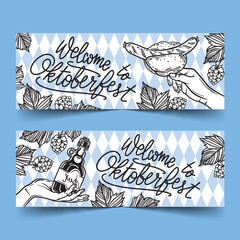 Wall Mural - hand drawn oktoberfest banners set vector design illustration