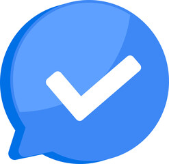 Wall Mural - blue notification mark symbol and social media communication message icon png transparent 3d technol