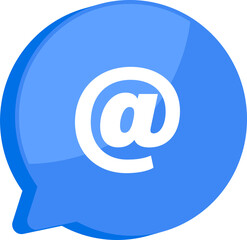 Wall Mural - blue notification mark symbol and social media communication sign icon png transparent. 3d technolog