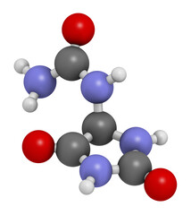 Sticker - Allantoin molecule. 3D rendering.  Often used in cosmetics.