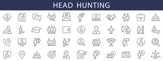 Wall Mural - headhunting thin line icons set. headhunting editable stroke icons. business icons. vector illustrat