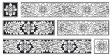 Fototapeta Dinusie - PNG transparent set of vintage floral frames, black borders and decorations with seamless patterns, ornaments, stoppers, corners and vignettes in art noiuveau antique style