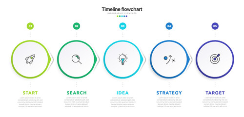 Poster - Timeline infographic design with 5 options or steps. Infographics for business concept. Can be used for presentations workflow layout, banner, process, diagram, flow chart, info graph, annual report.