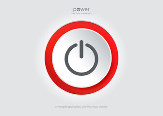 Aufkleber - 3d circle start icon and power push button. Shut down symbol. On off switch, electric energy icon for mobile app, website, UI UX.