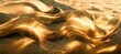 Leinwandbild Motiv Spectacular abstract glistening golden solid liquid waves like liquid gold or solid yellow water. Digital 3D illustration.