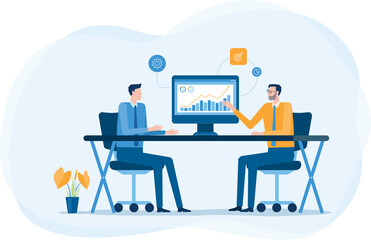 Leinwandbilder - Business Financial advisor working and Business investment planning on monitor report graph