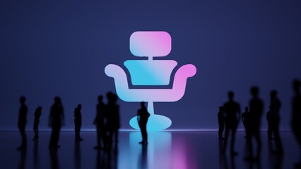 Wall Mural - 3d rendering people in front of symbol of barber seat on background