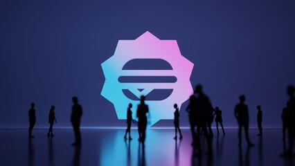 Sticker - 3d rendering people in front of symbol of burger on background