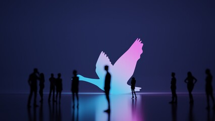 Canvas Print - 3d rendering people in front of symbol of goose on background