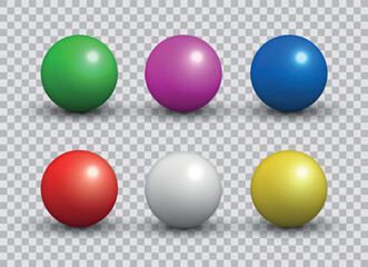 Wall Mural - vector set of colorful marbles, spheres or balls on transparent background