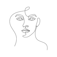 Wall Mural - One line-art woman linear drawing