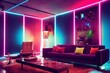 © Kait - modern living room with purple sofa