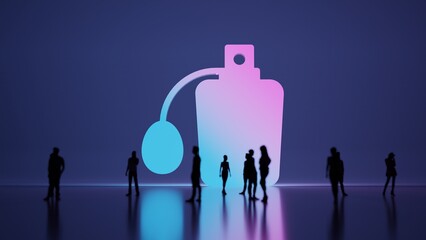 Wall Mural - 3d rendering people in front of symbol of perfume on background