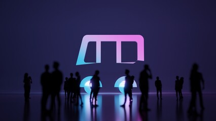 Poster - 3d rendering people in front of symbol of public bus on background