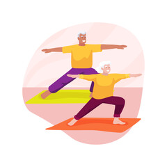 Sticker - Yoga for elderly people isolated cartoon vector illustration.