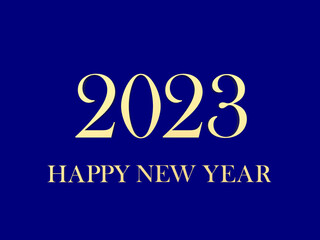 Blue banner with text 2023 happy new year. 3d illustration