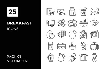 Breakfast icons collection. Set vector line with elements for mobile concepts and web apps. Collection modern icons.