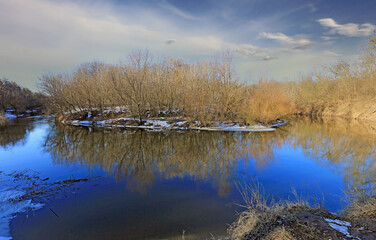 Wall Mural - spring scene on river