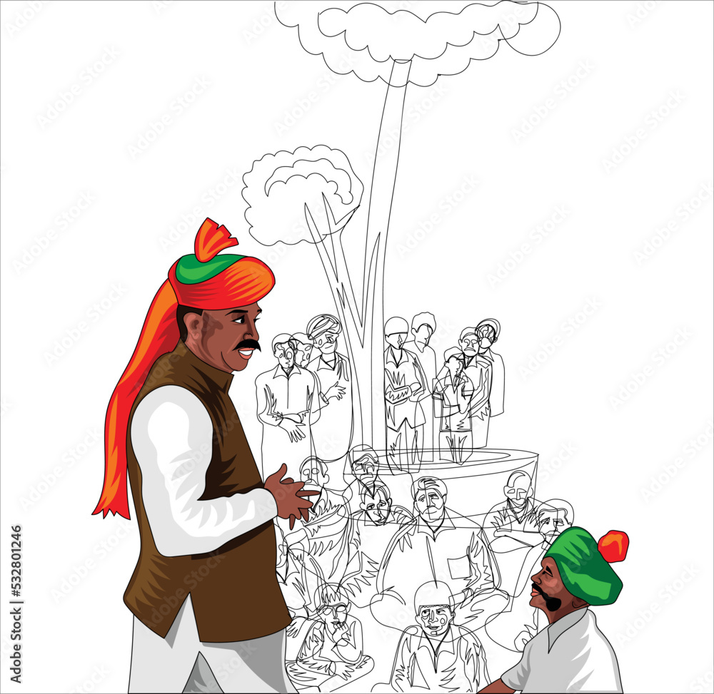 Indian village people having panchayat meetings vector illustration Stock  Vector | Adobe Stock, image size:1000x973