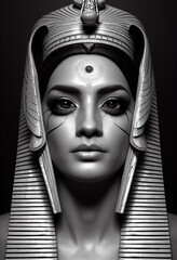 Wall Mural - Portrait of a beautiful Egyptian priestess with makeup. Image of an ancient princess. 3D rendering