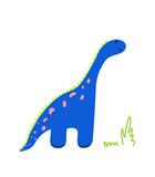Fototapeta Dinusie - Blue cartoon dinosaur. Children's illustration for a poster, postcard, print on clothes.