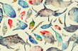 Watercolor seamless pattern with sea fishes. Beautiful animal print for any kind of design.