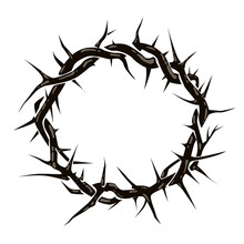 Crown Of Thorns Icon Illustration. Vector Religious Symbol Of Christianity.  Transparent Background