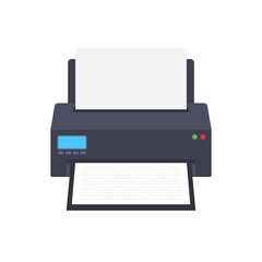 Poster - Flat printer icon. printer with paper a4 sheet and printed text document.  stock illustration.