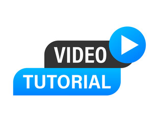 Wall Mural - video tutorials button, icon, emblem, label. stock illustration