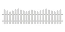 Picket Fence, Wooden Textured, Rounded Edges.  Illustration.