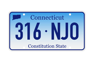 Wall Mural - License plate Connecticut.  illustration on white background.