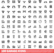 © ylivdesign - 100 garage icons set. Outline illustration of 100 garage icons vector set isolated on white background