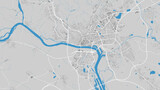 Fototapeta Londyn - Danube river map, Bratislava city, Slovakia. Watercourse, water flow, blue on grey background road street map. Detailed vector illustration.