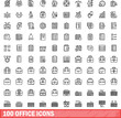 © ylivdesign - 100 office icons set. Outline illustration of 100 office icons vector set isolated on white background