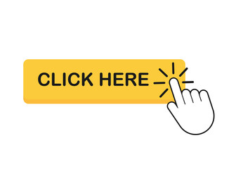 Wall Mural - click here button with hand pointer clicking. stock illustration.