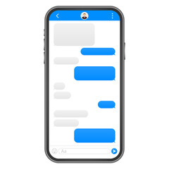 Canvas Print - Chat Interface Application with Dialogue window. Clean Mobile UI Design Concept. Sms Messenger.  stock illustration.