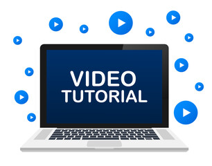 Wall Mural - video tutorials. study and learning background, distance education and knowledge growth. video confe