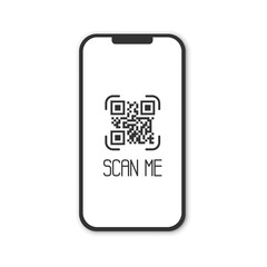 Wall Mural - realistic smartphone with qr code scanner. scan me.