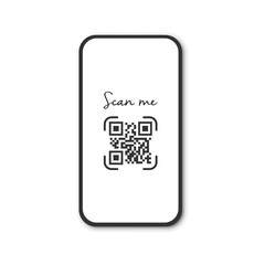 Wall Mural - realistic smartphone with qr code scanner. scan me.