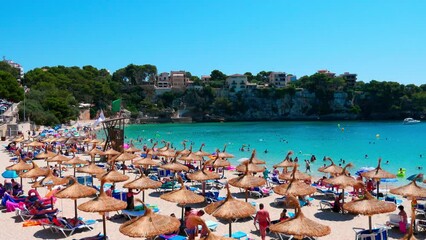 Poster - Mallorca Porto Cristo with boats and colorful houses