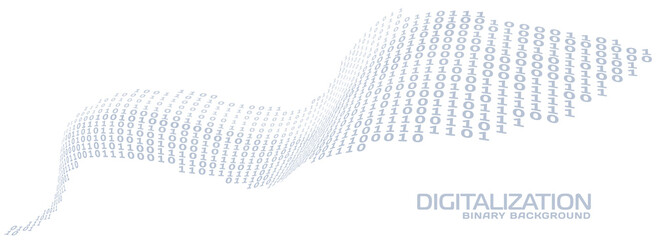 Fototapete - Digitalization. Digital binary curved stream. Vector graphics